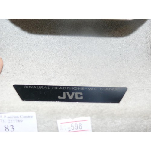 83 - JVC BINAURAL HEADPHONES - MIC HM-200E WITH JVC HEAD STAND