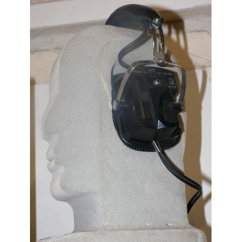 83 - JVC BINAURAL HEADPHONES - MIC HM-200E WITH JVC HEAD STAND