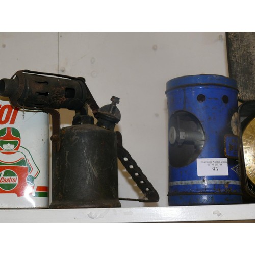 93 - VINTAGE MOTORING - PETROL HEAD, FILTRATE PETROL CAN, REDEX ADDITIVE,  CASTROL GRAND PRIX OIL CAN, PA... 