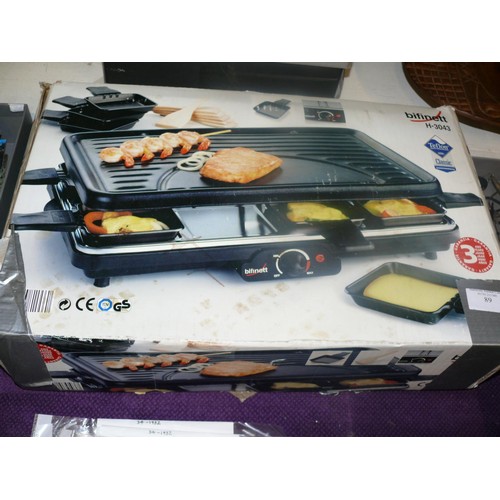 89 - BIFINET RACLETTE GRILL WITH TRAYS AND SPATULAS, MODEL H-3043