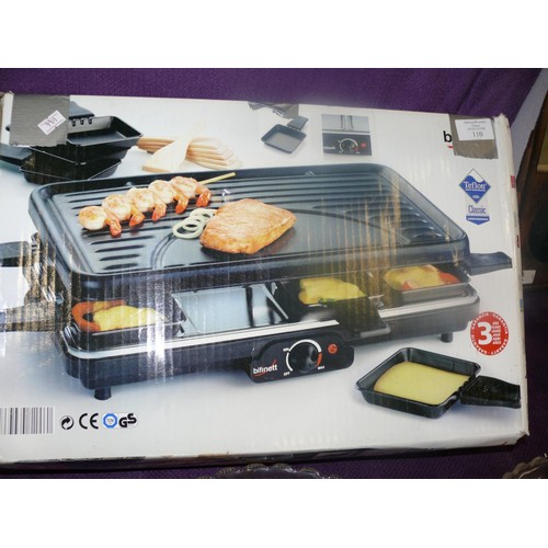 110 - BIFINETT RACLETTE GRILL WITH TRAYS AND SPATULAS