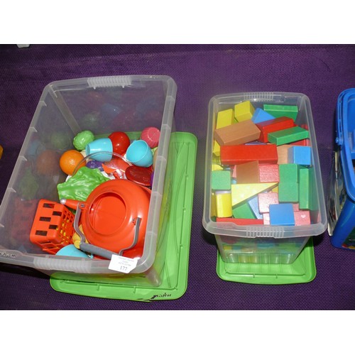 177 - NICE SELECTION OF CHILDRENS TOYS TO INCLUDE MEGABLOKS, TOOT TOOT ETC