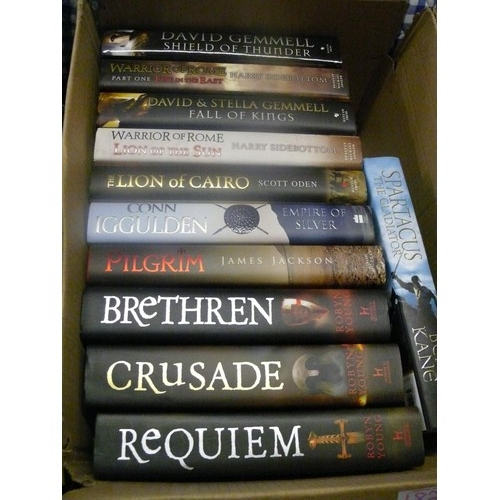 182 - BOX OF GOOD QUALITY HARDBACK BOOKS ROMANS, CRUSADES THEMED