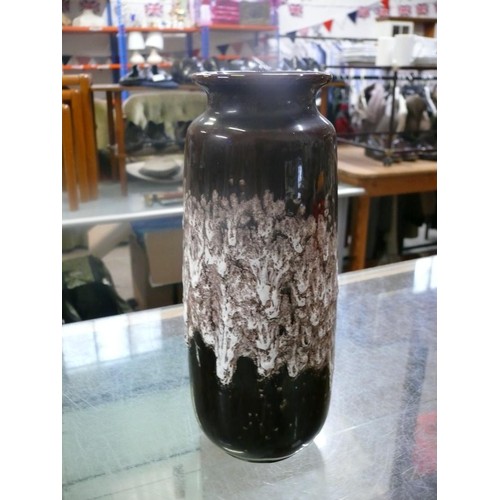 222 - VINTAGE WEST GERMAN DRIP GLAZE BROWN VASE