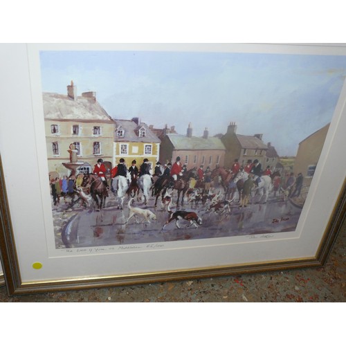 249 - A PAIR OF FRAMED AND GLAZED LIMITED EDITION PRINTS MARKET PLACE MIDDLEHAM IN THE SNOW 2/100 AND THE ... 