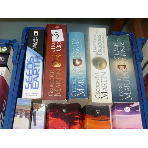 271 - 3 TRAYS OF ASSORTED NOVELS PAPERBACKS AND HARDBACKS TO INCLUDE SIMON SCARROW, BERNARD CORNWELL AND T... 