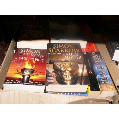 284 - 5 BOXES OF GOOD QUALITY PAPERBACK BOOKS MOSTLY ROMAN THEMED, VARIOUS AUTHORS TO INCLUDE BEN KANE, JO... 