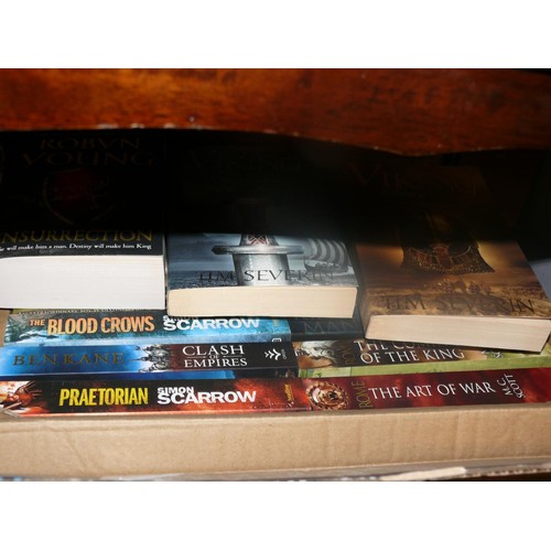 284 - 5 BOXES OF GOOD QUALITY PAPERBACK BOOKS MOSTLY ROMAN THEMED, VARIOUS AUTHORS TO INCLUDE BEN KANE, JO... 