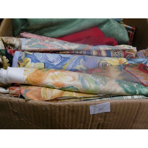 207 - LARGE BOX OF FABRIC OFFCUTS