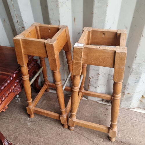 485 - TWO SOLID PINE STURDY BAR STOOL BASES IN NEED OF SEATS