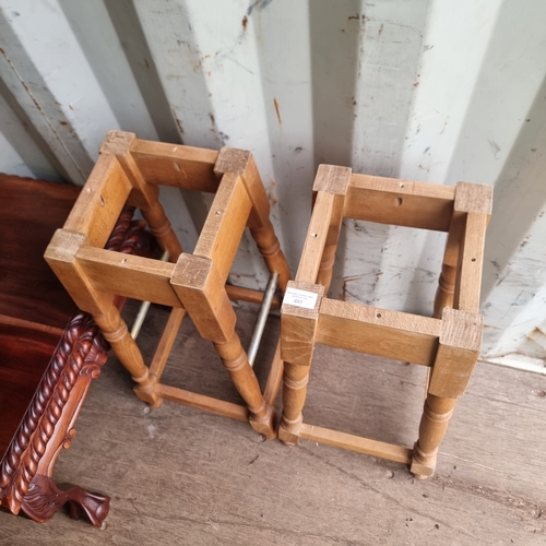 485 - TWO SOLID PINE STURDY BAR STOOL BASES IN NEED OF SEATS