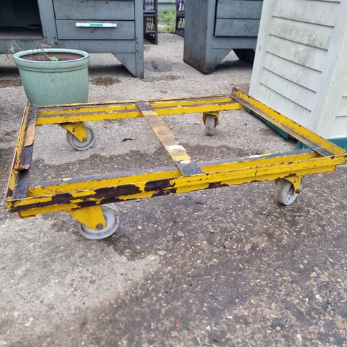 496 - YELLOW METAL WHEELED TROLLEY