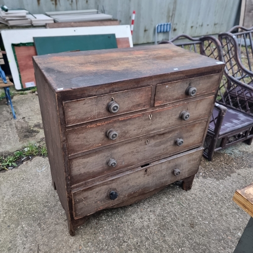 512 - WOODEN 2 OVER 3 CHEST OF DRAWERS in need of restoration.