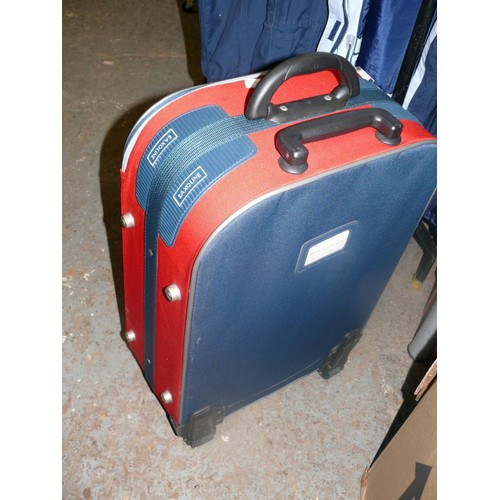 309 - GOOD QUALITY RED AND BLUE TROLLEY CASE