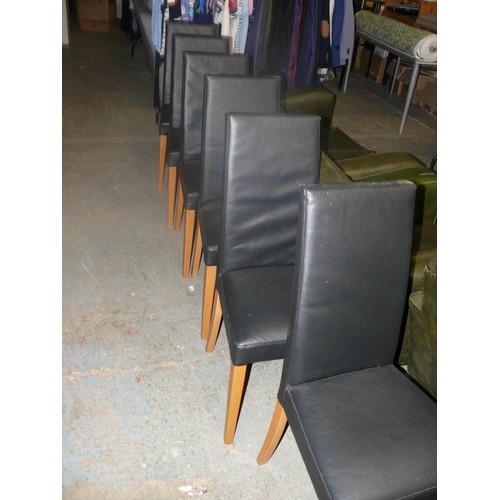 346 - 6 BLACK ITALIAN LEATHER DINING CHAIRS