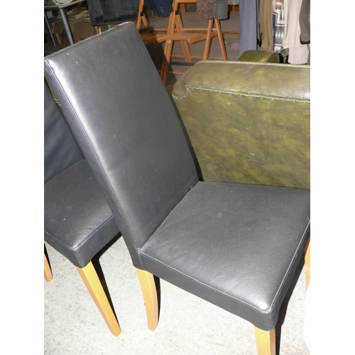 346 - 6 BLACK ITALIAN LEATHER DINING CHAIRS