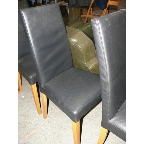 346 - 6 BLACK ITALIAN LEATHER DINING CHAIRS