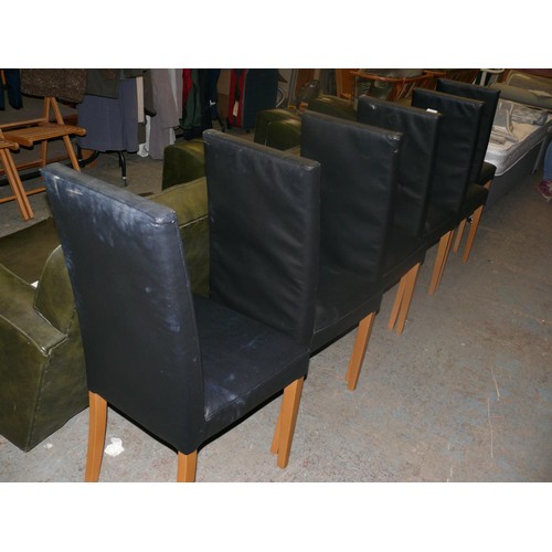 346 - 6 BLACK ITALIAN LEATHER DINING CHAIRS