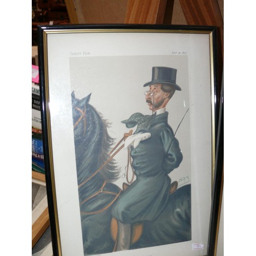 115A - Pair of framed Victorian Vanity Fair prints of gentlemen horse riding - 