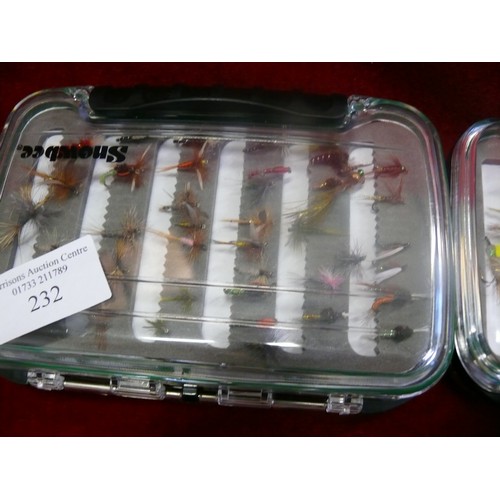 232 - LARGE COLLECTION OF FISHING LURES IN FITTED CASES BY SNOWBEE PLUS A TUB OF LURES