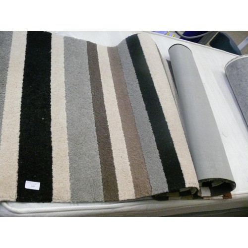 349 - PAIR OF GOOD QUALITY BROWN STRIPE RUGS