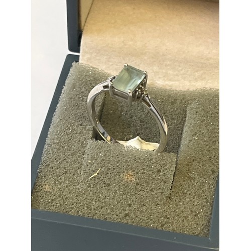 22 - SILVER AQUAMARINE AND DIAMOND RING SIZE N GEOLOGICAL REPORT 839