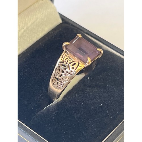 19 - 9CT GOLD AMETHYST RING SIZE P 2.8 GRAMS CERTIFIED 837