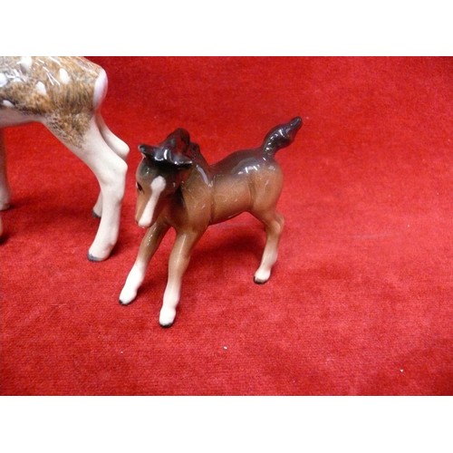 4 - A BESWICK FOAL, ROYAL CLYDESDALE DEER AND A LOMONOSOV HIPPO