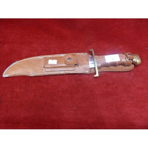 36 - AFRICAN HUNTER KNIFE HANDMADE AND HAND FORGED IN LEATHER SHEATH