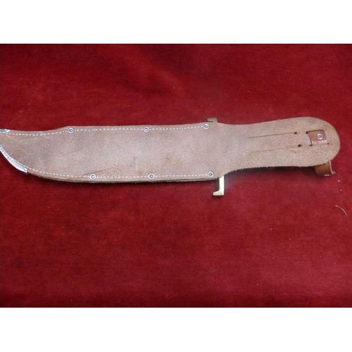 36 - AFRICAN HUNTER KNIFE HANDMADE AND HAND FORGED IN LEATHER SHEATH