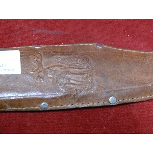 37 - ORIGINAL BOWIE KNIFE IN LEATHER SHEATH