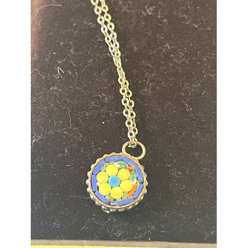 42 - SMALL MICROMOSAIC PENDANT AND CHAIN