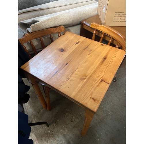 329 - PINE SQUARE KITCHEN TABLE AND 2 CHAIRS