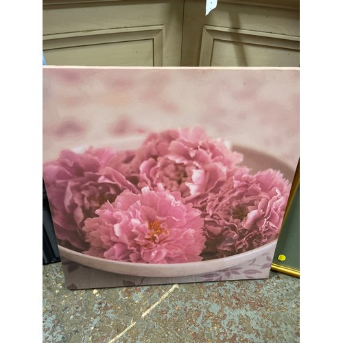 159 - 2 CANVAS ART PRINTS PARIS AND PINK PEONIES