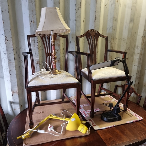 464 - YELLOW ANGLEPOISE LAMP (no base) - BLACK READING LAMP - AND A WOODEN BEDSIDE LAMP