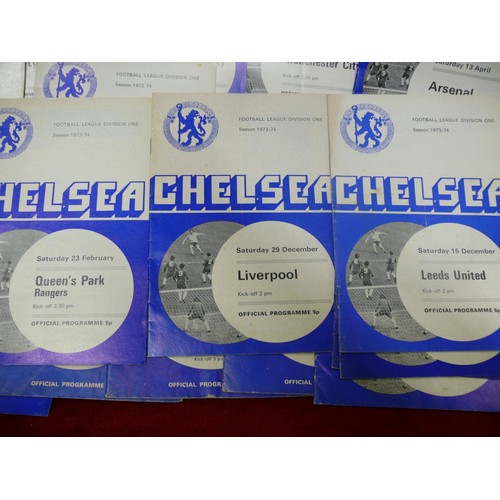 70 - COLLECTION OF CHELSEA FOOTBALL PROGRAMMES 17 LEAGUE DIVISION ONE 1973/74, 2 FA CUP 3RD ROUND 73/74, ... 