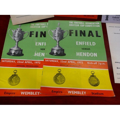 71 - COLLECTION OF FOOTBALL PROGRAMMES ENFIELD 1967 TESTIMONIAL MAURICE NORMAN, FA CUP FOURTH ROUND 1992,... 