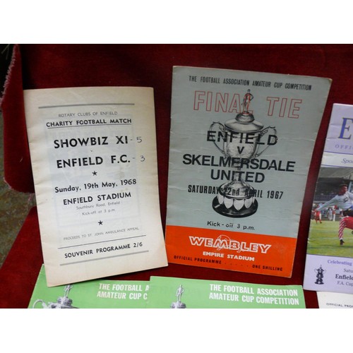 71 - COLLECTION OF FOOTBALL PROGRAMMES ENFIELD 1967 TESTIMONIAL MAURICE NORMAN, FA CUP FOURTH ROUND 1992,... 