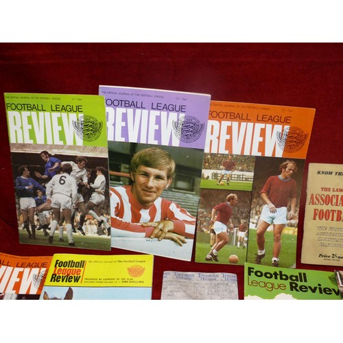 74 - 11 FOOTBALL REVIEW MAGAZINES CIRCA 1970, FOOTBALL ASSOCIATION LAWS BOOK AND 2 TICKET RECEIPTS FOR TO... 