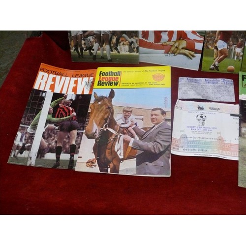 74 - 11 FOOTBALL REVIEW MAGAZINES CIRCA 1970, FOOTBALL ASSOCIATION LAWS BOOK AND 2 TICKET RECEIPTS FOR TO... 