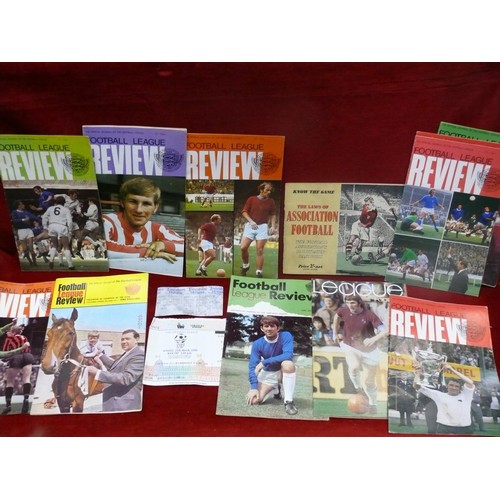 74 - 11 FOOTBALL REVIEW MAGAZINES CIRCA 1970, FOOTBALL ASSOCIATION LAWS BOOK AND 2 TICKET RECEIPTS FOR TO... 