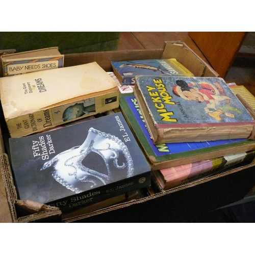 373 - LARGE BOX OF BOOKS TO INCLUDE MICKEY MOUSE, RICKY TOMLINSON, SAMURAI (JAPANS GREATEST LIVING FIGHTER... 