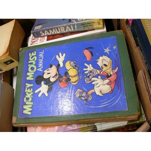 373 - LARGE BOX OF BOOKS TO INCLUDE MICKEY MOUSE, RICKY TOMLINSON, SAMURAI (JAPANS GREATEST LIVING FIGHTER... 