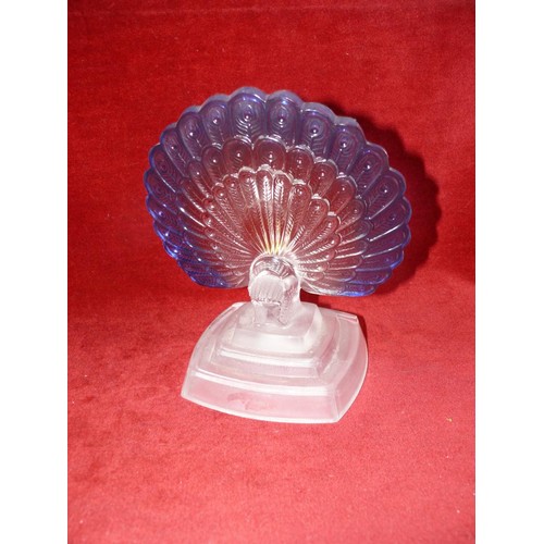 76 - VINTAGE FRENCH CRYSTAL D'ARQUES GLASS PEACOCK