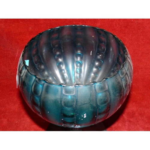 82 - TURQUOISE EMPOLI GLASS PEDESTAL VASE CIRCA 1970