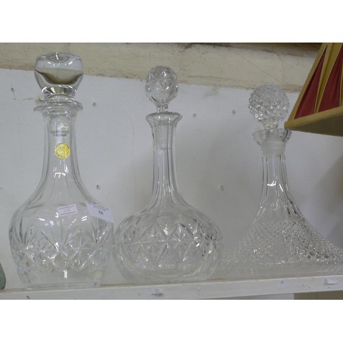 88 - 3 X GLASS DECANTERS INCLUDING CRYSTAL G DURAND