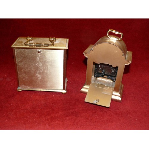 95 - 2 QUARTZ CARRIAGE STYLE CLOCKS TIMEMASTER AND RHYTHM