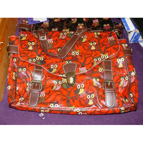 69 - 3 AS NEW HANDBAGS WITH OWL DESIGN