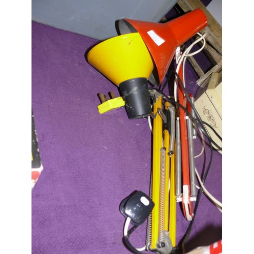 114 - RED AND YELLOW ANGLEPOISE STYLE LAMPS