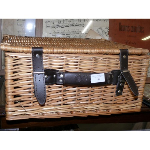 148 - WICKER PICNIC HAMPER BASKET